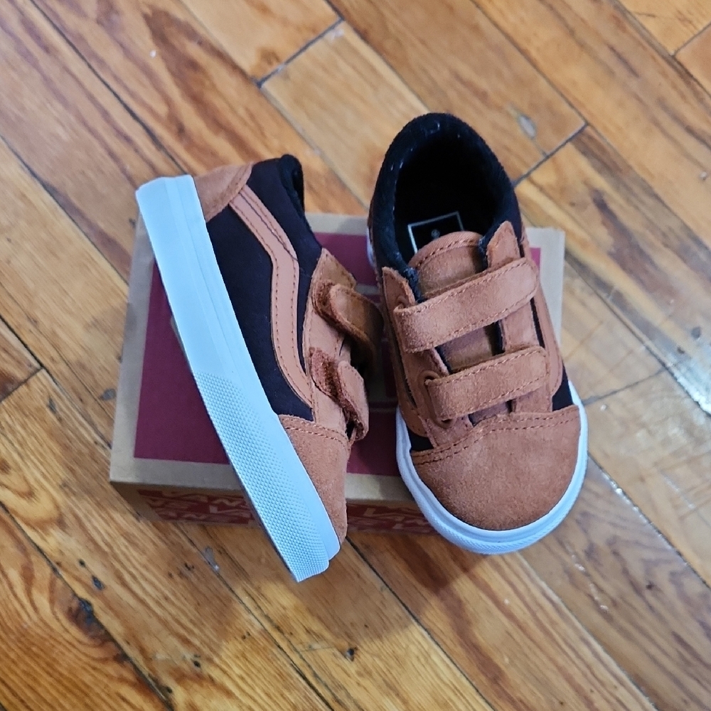 Vans Brown and Black Velcro Sneakers